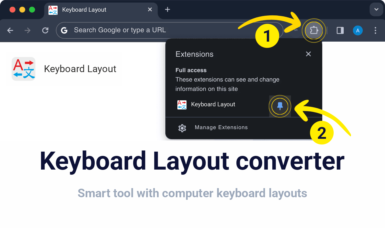 How to pin the Keyboard Layout extension